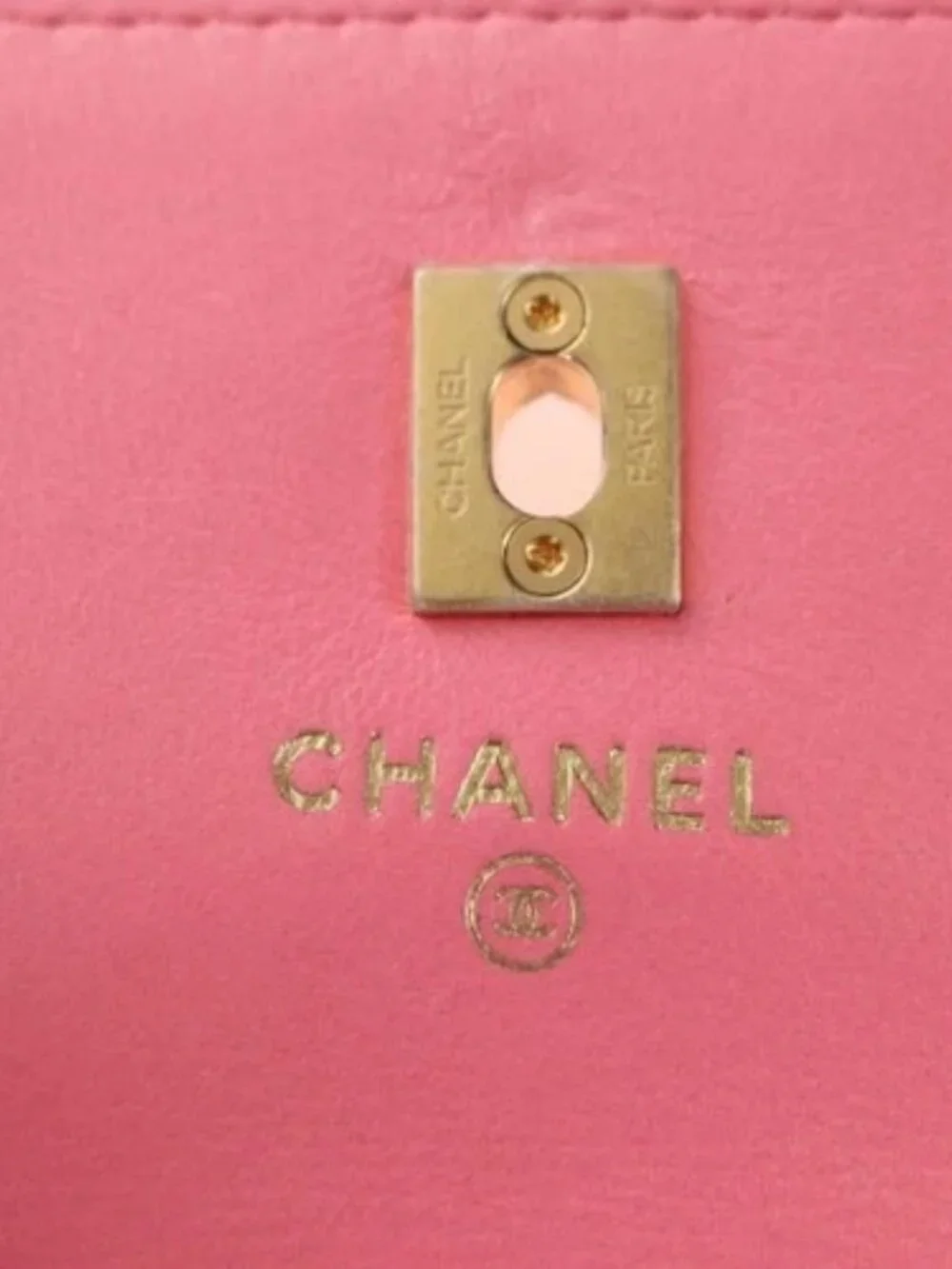 CHANEL Matelasse Chain Wallet Coco Ball Bag Lamb Skin Pink Gold CC Auth 181927M